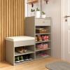 Sapateira com Banco Almofadado 1 Gaveta 5 Prateleiras Hall Patrimar Off White