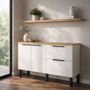 Balcão Buffet Cozinha com Tampo 114x85x51cm Cisne 120 Cozimax Branco/Jequitiba