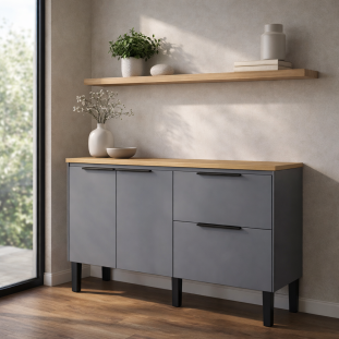 Balcão Buffet Cozinha com Tampo 114x85x51cm Cisne 120 Cozimax Cinza/Jequitiba