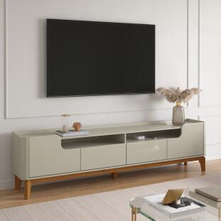 Rack com 160cm Cantos Arredondados 4 portas Para Tv 65 Flip 1.6 Patrimar Off White