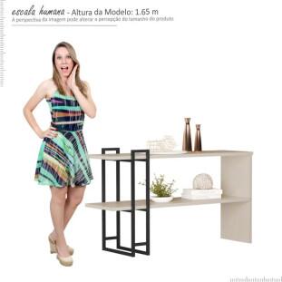 Aparador 136cm Pés Ferro 4034 Luxo JB Bechara Perola/Preto
