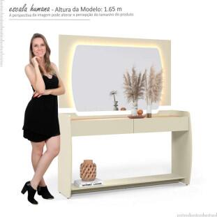 Aparador Com Espelho Sala Estar Sublime Gelius Off White/Naturale