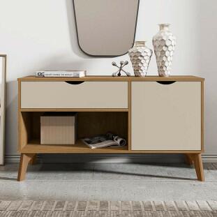 Aparador Buffet Organizador Retro 108cm Zafira RV Móveis Cinamomo/Off White