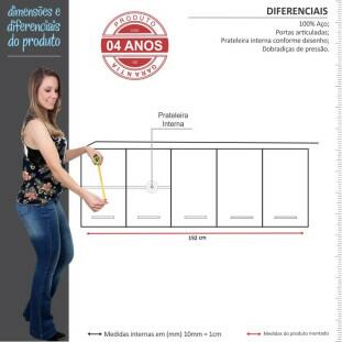 Armário Aéreo de Cozinha 5 Portas Eros Flat 200 Cozimax Branco