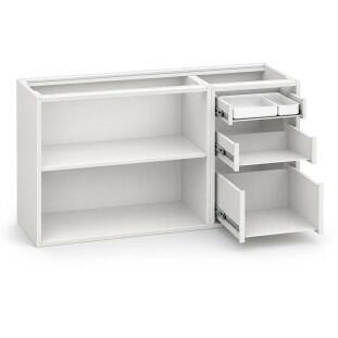 Módulo Balcão 120x68x56cm 3 Gavetas 2 Portas 100% MDF Cozinha Provence Robel Branco/Salvia Matte