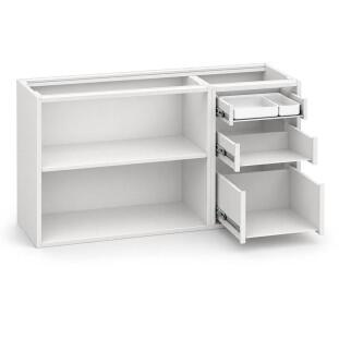 Módulo Balcão 120x68x56cm 3 Gavetas 2 Portas 100% MDF Cozinha Provence Robel Branco/Branco Matte