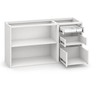 Módulo Balcão 120x68x56cm 3 Gavetas 2 Portas 100% MDF Cozinha Provence Robel Branco/Off White Matte
