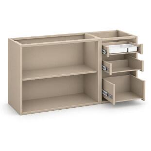 Módulo Balcão 120x68x56cm 3 Gavetas 2 Portas 100% MDF Cozinha Provence Robel Fendi/Salvia Matte