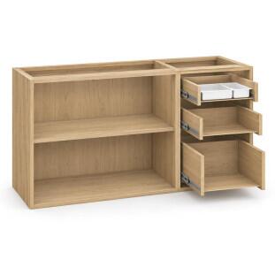 Módulo Balcão 120x68x56cm 3 Gavetas 2 Portas 100% MDF Cozinha Provence Robel Hanover/Fendi Matte