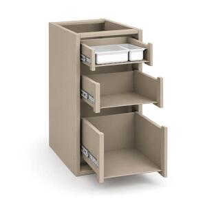 Módulo Balcao 35x68x56cm 3 Gavetas 100% MDF Cozinha Provence Robel Fendi/Branco Matte