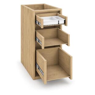 Módulo Balcao 35x68x56cm 3 Gavetas 100% MDF Cozinha Provence Robel Hanover/Branco Matte