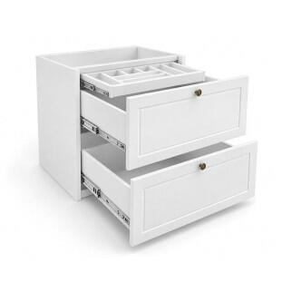 Módulo Balcão 70x68x56cm 2 Gavetas + 1 Gaveta Oculta 100% MDF Cozinha Provence Robel Branco/Branco Matte