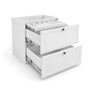Módulo Balcão 80x68x56cm 2 Gavetas + 1 Gaveta Oculta 100% MDF Cozinha Provence Robel Branco/Branco Matte