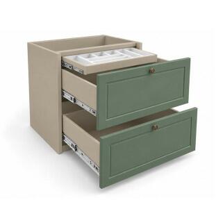 Módulo Balcão 80x68x56cm 2 Gavetas + 1 Gaveta Oculta 100% MDF Cozinha Provence Robel Fendi/Salvia Matte