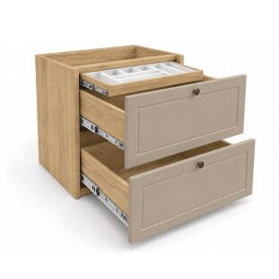 Módulo Balcão 60x68x56cm 2 Gavetas + 1 Gaveta Oculta 100% MDF Cozinha Provence Robel Hanover/Fendi Matte