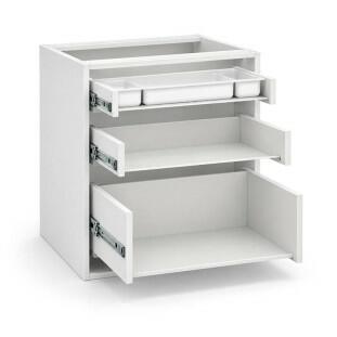 Módulo Balcão 60x68x56cm 3 Gavetas 100% MDF Cozinha Provence Robel Branco/Fendi Matte