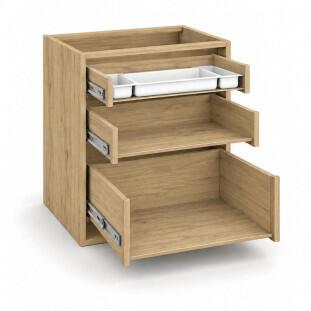 Módulo Balcão 60x68x56cm 3 Gavetas 100% MDF Cozinha Provence Robel Hanover/Fendi Matte