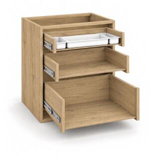 Módulo Balcão 60x68x56cm 3 Gavetas 100% MDF Cozinha Provence Robel Hanover/Salvia Matte