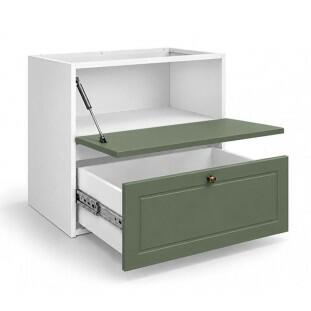 Módulo Balcao 70x68x56cm 1 Gaveta 1 Porta Basculante 100% MDF Cozinha Provence Robel Branco/Salvia Matte