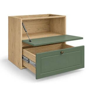 Módulo Balcao 70x68x56cm 1 Gaveta 1 Porta Basculante 100% MDF Cozinha Provence Robel Hanover/Salvia Matte