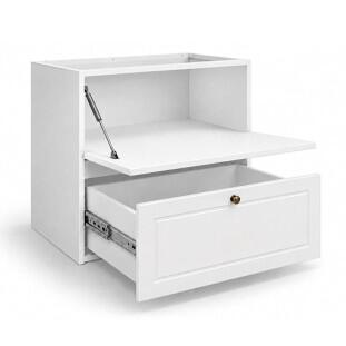 Módulo Balcão 80x68x56cm 1 Gaveta 1 Porta Basculante 100% MDF Cozinha Provence Robel Branco/Branco Matte