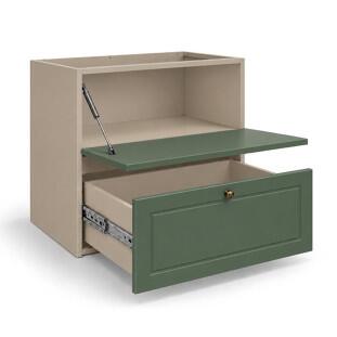 Módulo Balcão 80x68x56cm 1 Gaveta 1 Porta Basculante 100% MDF Cozinha Provence Robel Fendi/Salvia Matte