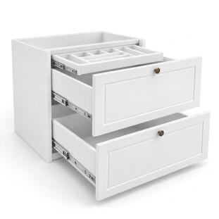 Módulo Balcao 80cm 2 Gavetas 1 Gaveta Oculta 100% MDF Cozinha Provence Robel Branco/Branco Matte