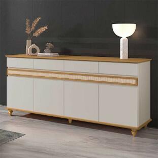 Buffet Sala Jantar Grande 184cm 4 Portas 4 Gavetas Açores EDN Fendi/Freijo