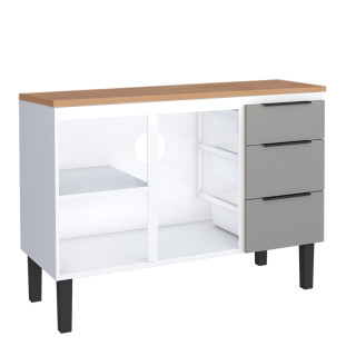 Balcão de Aço Com Tampo de Madeira 115x85x50cm Júpiter 120 Cozimax Cinza/Jequitiba