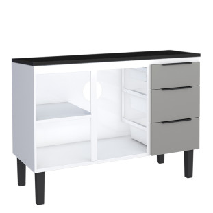 Balcão de Aço Com Tampo de Madeira 115x85x50cm Júpiter 120 Cozimax Cinza/Preto