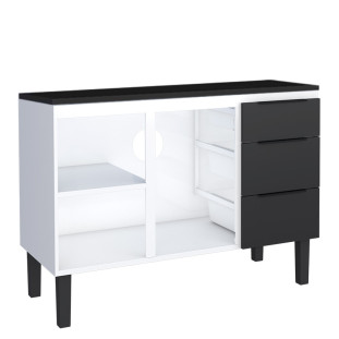 Balcão de Aço Com Tampo de Madeira 115x85x50cm Júpiter 120 Cozimax Preto/Preto