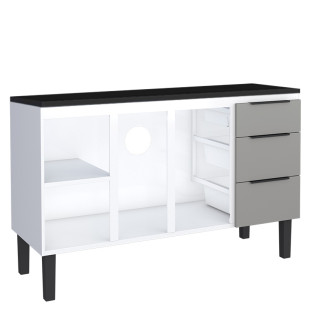 Balcão de Aço Com Tampo de Madeira 134x85x50cm Júpiter 140 Cozimax Cinza/Preto