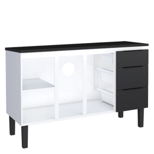 Balcão de Aço Com Tampo de Madeira 134x85x50cm Júpiter 140 Cozimax Preto/Preto