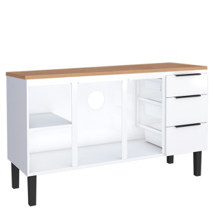 Balcão de Aço Com Tampo de Madeira 144x85x50cm Júpiter 150 Cozimax Branco/Jequitiba