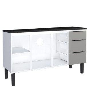 Balcão de Aço Com Tampo de Madeira 144x85x50cm Júpiter 150 Cozimax Cinza/Preto