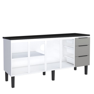 Balcão de Aço Com Tampo de Madeira 192x85x50cm Júpiter 200 Cozimax Cinza/Preto