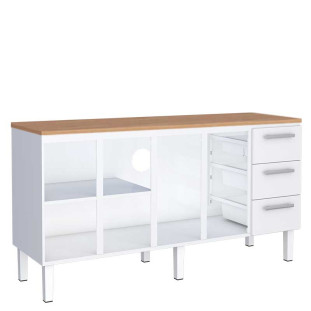 Balcão de Aço Cozinha 192x92x52cm 3 Gavetas Com Tampo Jequitiba Vênus 200 Cozimax Branco