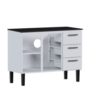 Balcão de Aço Com Tampo Madeira Preto 117x92x52cm Novo Vênus 120 Cozimax Branco