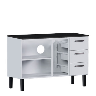 Balcão de Aço Com Tampo Madeira Preto 134x92x52cm Novo Vênus 140 Cozimax Branco