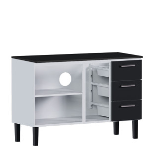 Balcão de Aço Com Tampo Madeira Preto 134x92x52cm Novo Vênus 140 Cozimax Branco/Preto