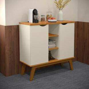 Balcão Pequeno Cantinho do Café 100cm 2 Portas Prism Patrimar Off White/Cinamomo