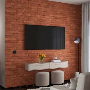 Rack Suspenso de Parede 140cm Sala Quarto Bancada Bali 1.4 Lukaliam Off White