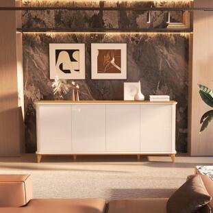 Buffet Sala Jantar 160cm Design Exclusivo Aron 1.6 EDN Off White/Cedro