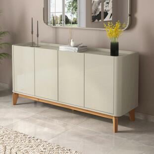 Buffet Balcão 160cm Sala com 4 Portas Flip 1.6 Patrimar Off White