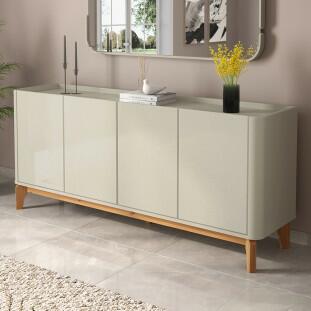 Buffet Balcão 180cm Sala com 4 Portas Flip 1.8 Patrimar Off White