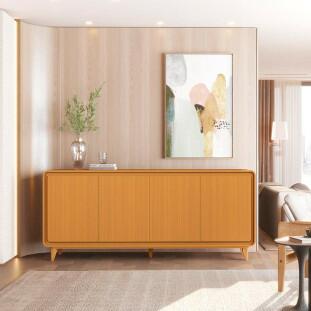 Buffet Sala Jantar 180cm 4 Portas Cantos Arredondado Liv 1.8 EDN Cedro