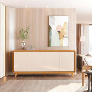 Buffet Sala Jantar 180cm 4 Portas Cantos Arredondado Liv 1.8 EDN Cedro/Off White