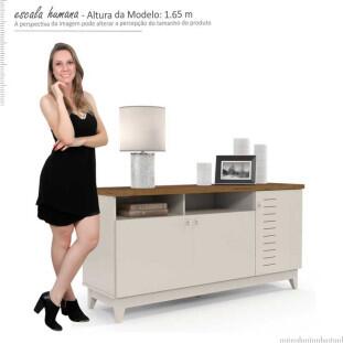 Balcão Buffet Jantar Positano Lukaliam Off White/Canela