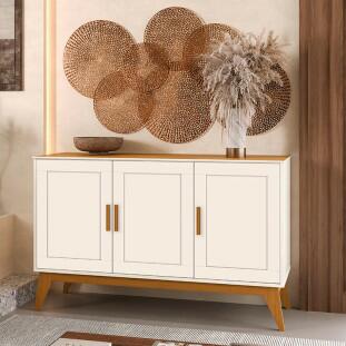 Buffet Sala Jantar 130cm Vintage Provençal 3 Portas Sierra 1.3 EDN Off White/Cedro