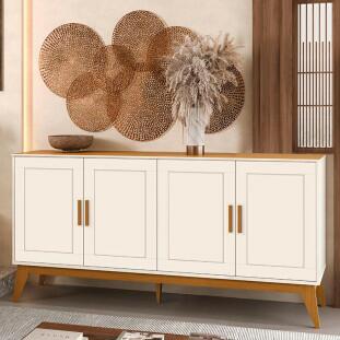 Buffet Sala Jantar 172cm Vintage Provençal 4 Portas Sierra 1.7 EDN Off White/Cedro